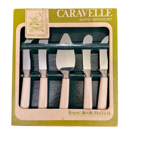 Vintage 60s Caravelle Buffet Service Set Regent Sheffield Cheese Stainless Steel - Picture 1 of 9